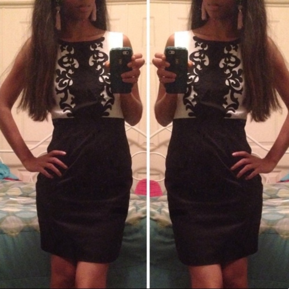 H&M black and white sheath dress